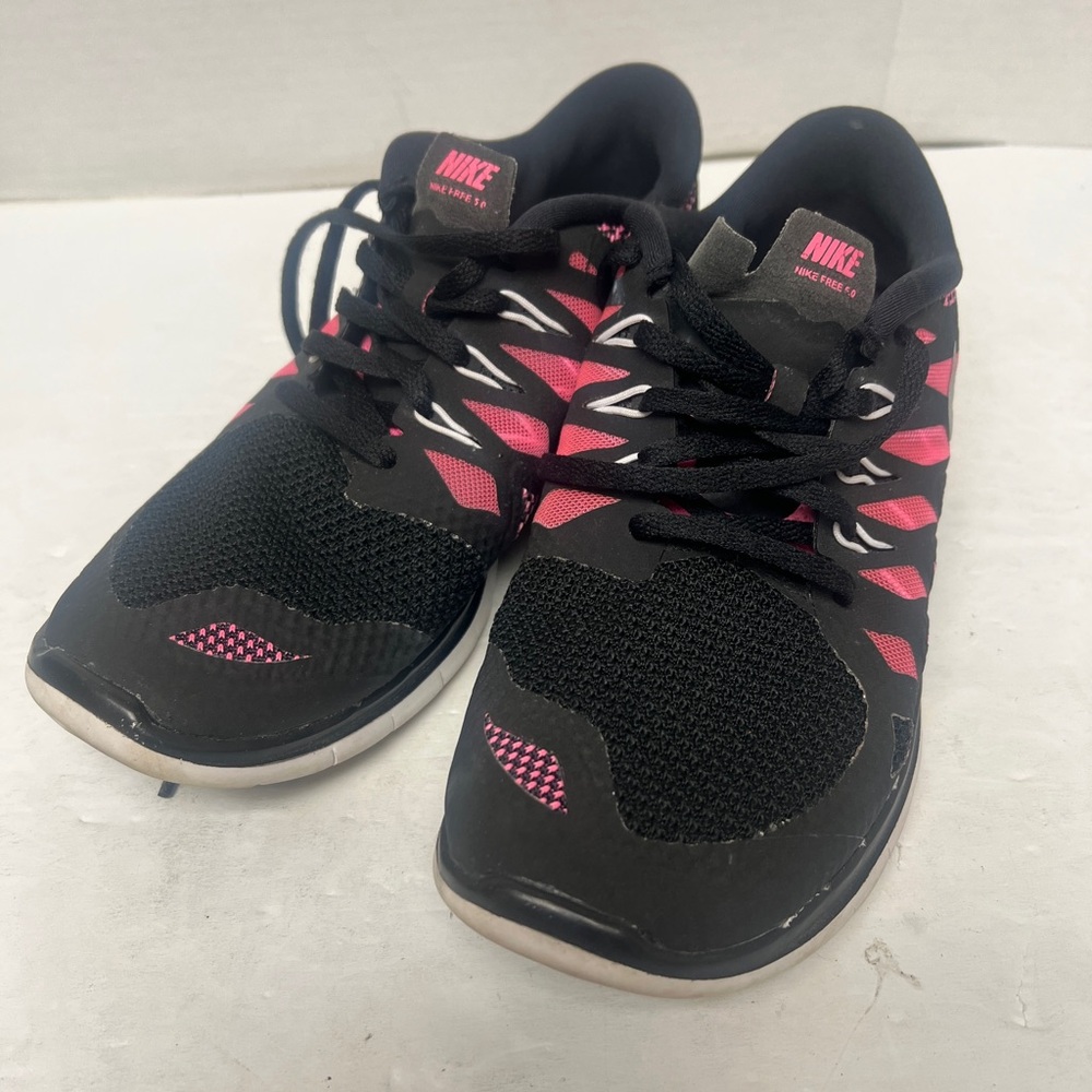 Nike Kids's Free 5.0 Black/Pink Sz 6.5y 644446-001 Running Shoes